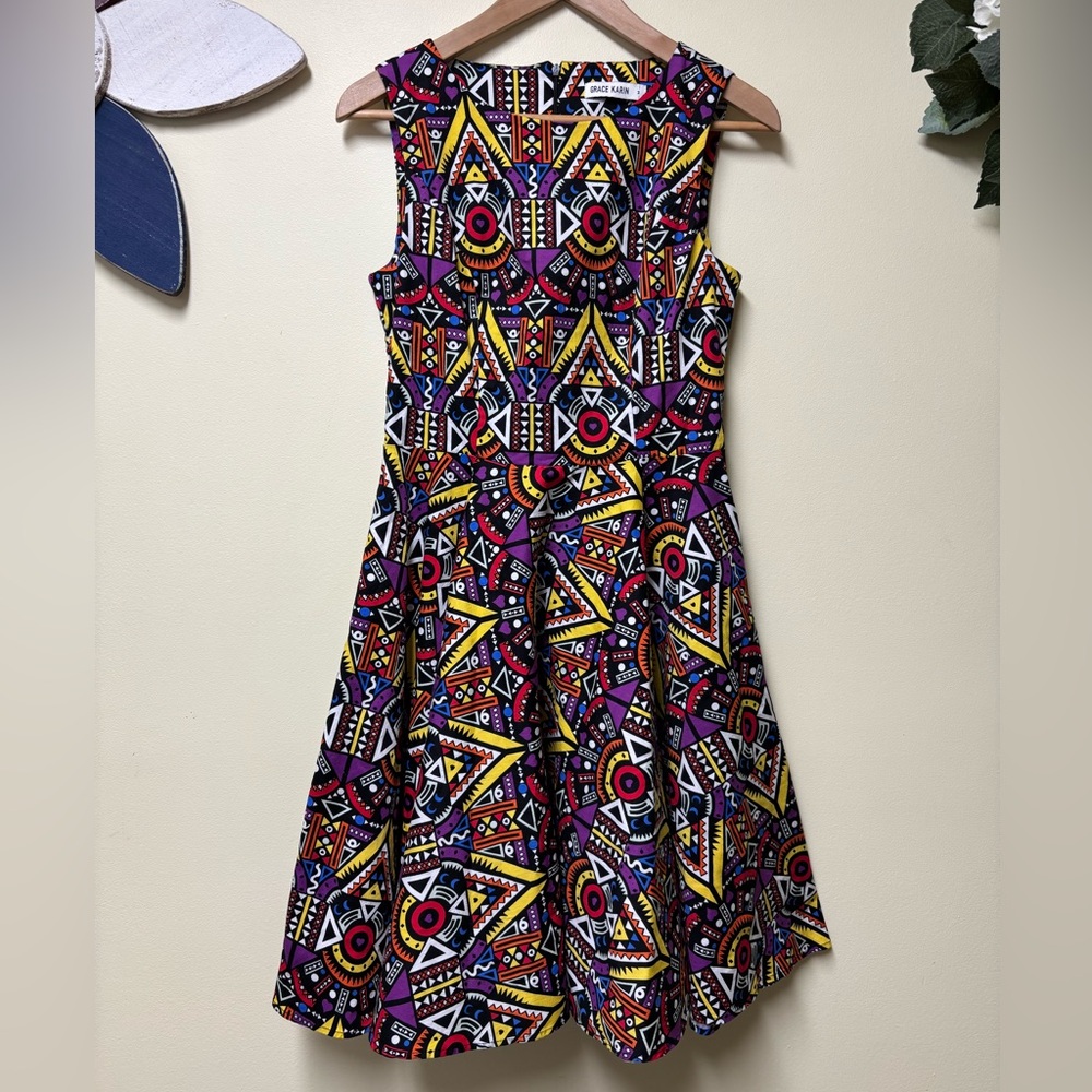 Colorful Colorblock Grace Karin Swing Dress - Medium